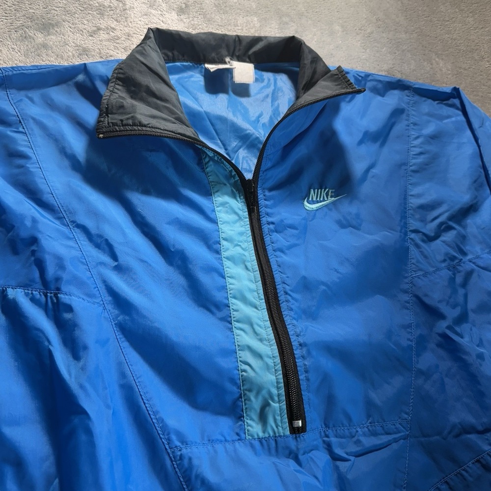 Vintage 90s Nike Embroidered Logo Full Zip Blue Colorful Windbreaker Jacket XL - Picture 5 of 10